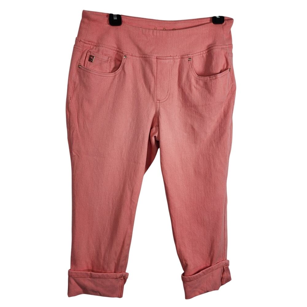 Belle by Kim Gravel Petite Flexibelle Cuffed Jeans 12P Sunrise Pink Knit A345863